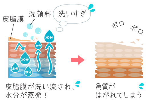 洗い過ぎでも、簡単に角質が剥がれてしまう