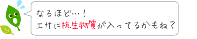 なるほど、エサに抗生物質が残ってるかも？