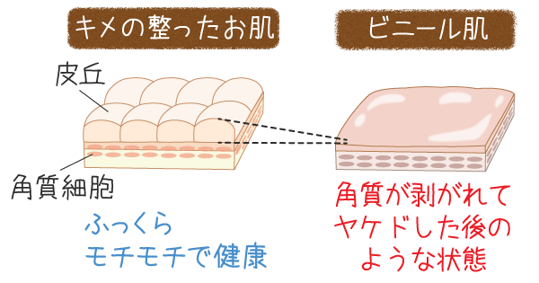 肌理の整った肌とビニール肌の違い